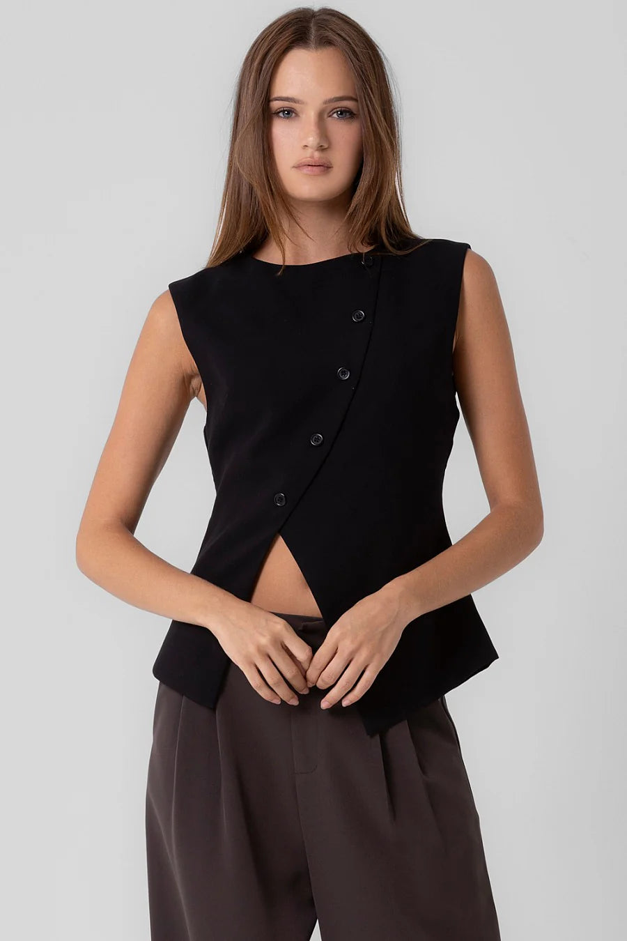 asymmetrical button top