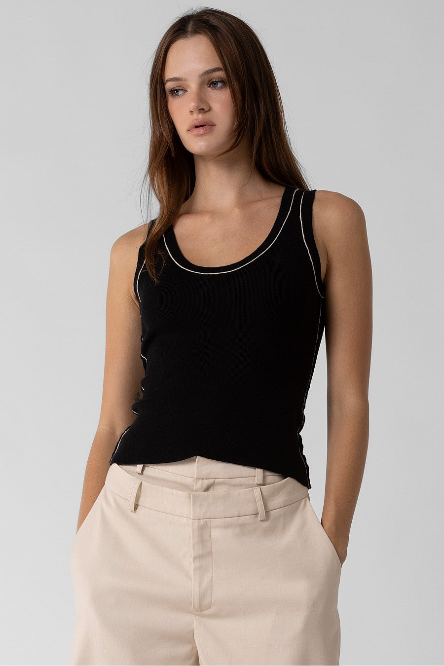 contrast stitch tank