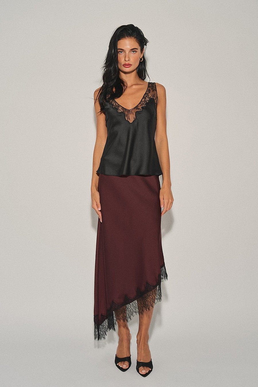 merlot midi skirt