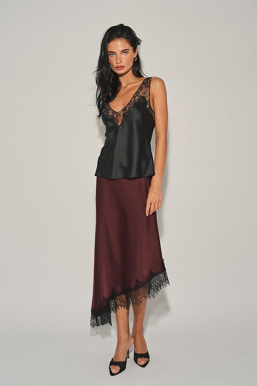 merlot midi skirt