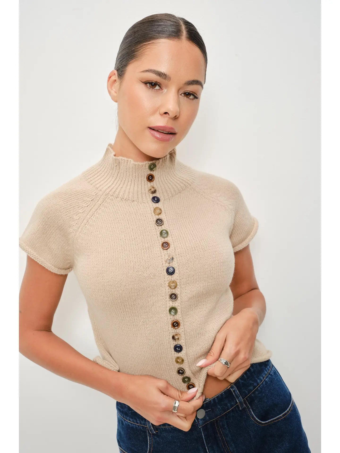 jenna knit button top