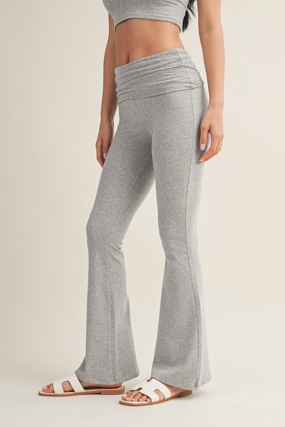 soft knit foldover pants