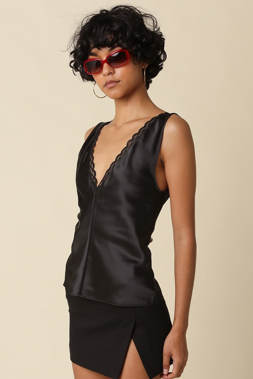 noir lace trim tank