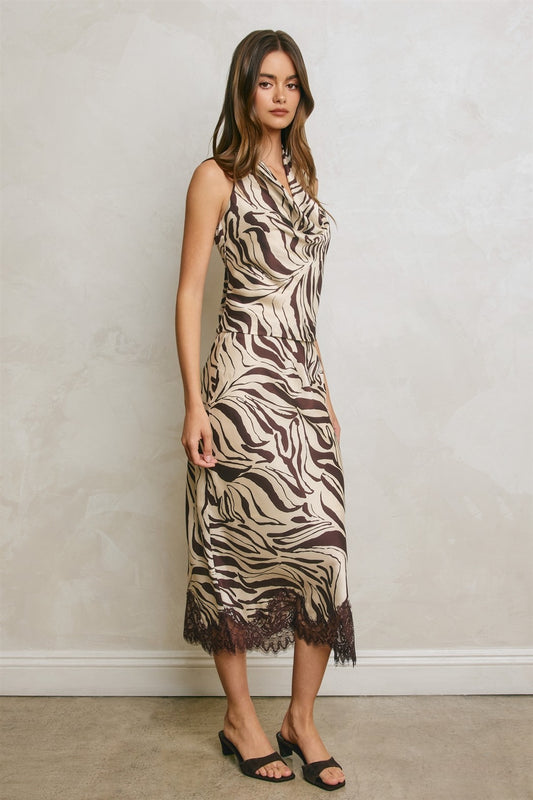 zebra print maxi skirt