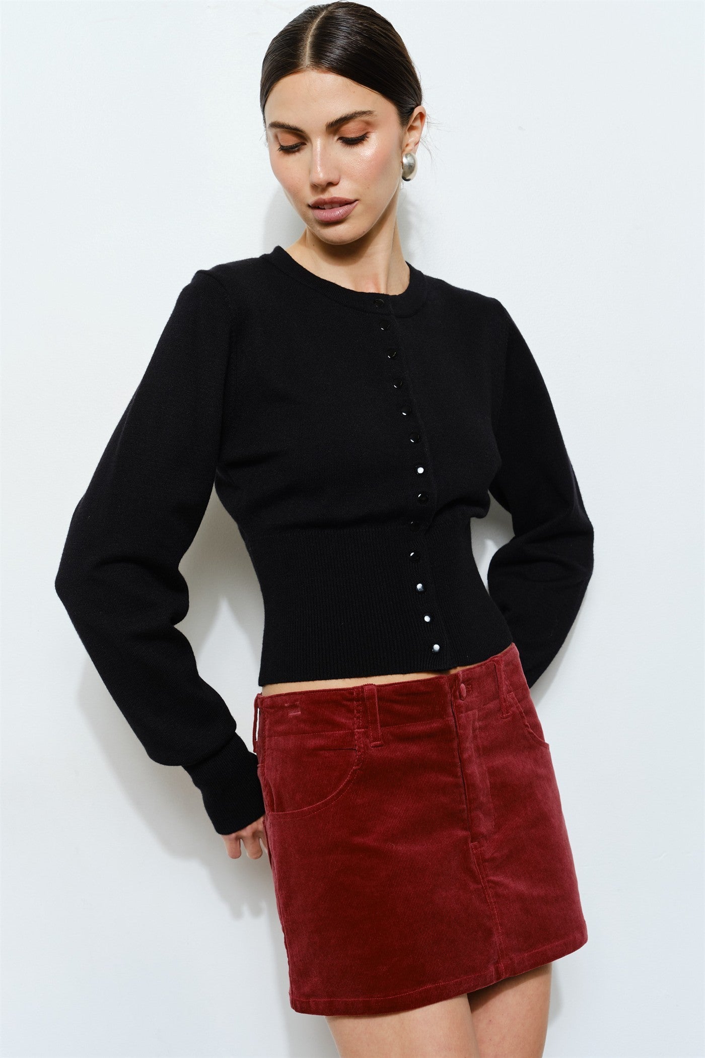 cassandra snap button cardigan