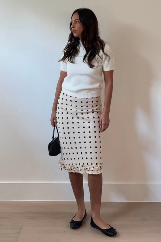 flirty dots midi skirt