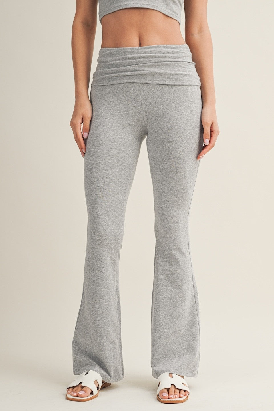 soft knit foldover pants