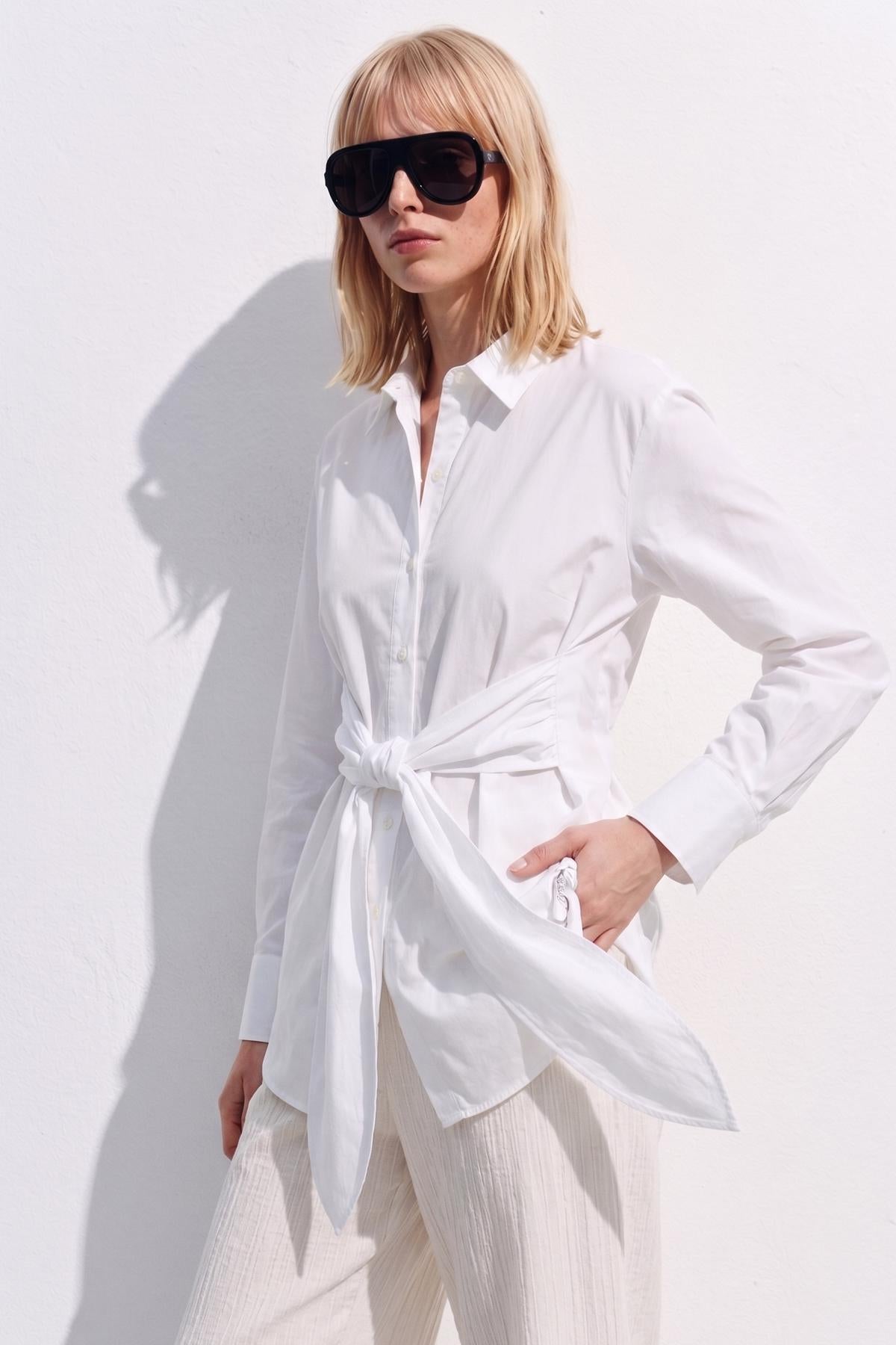 poplin wrap shirt