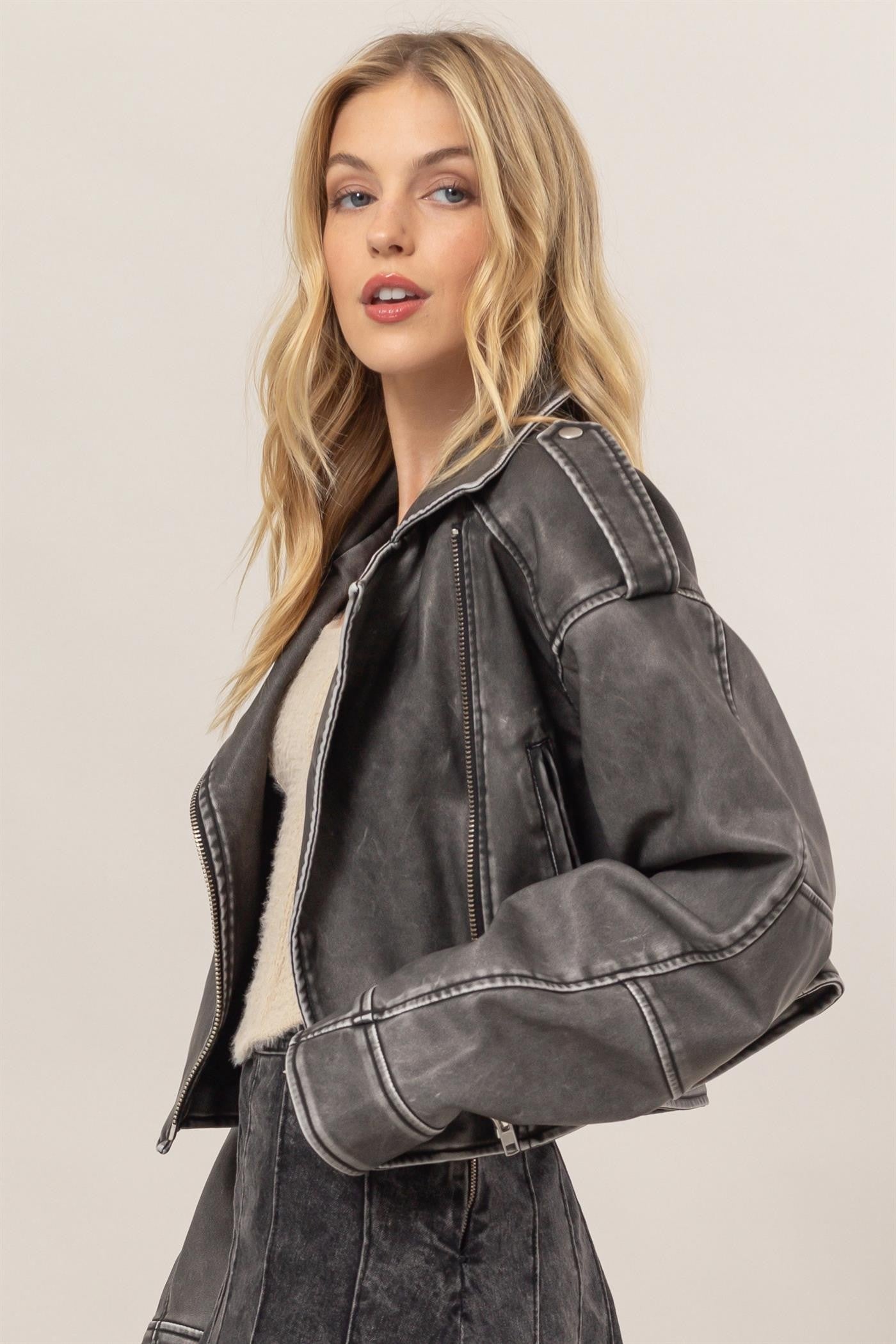 faux leather moto jacket