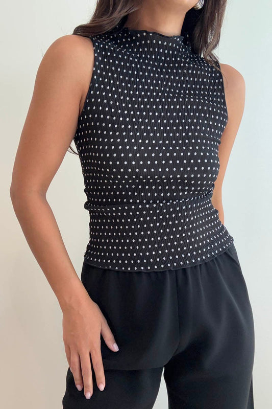 polka dot plisse top