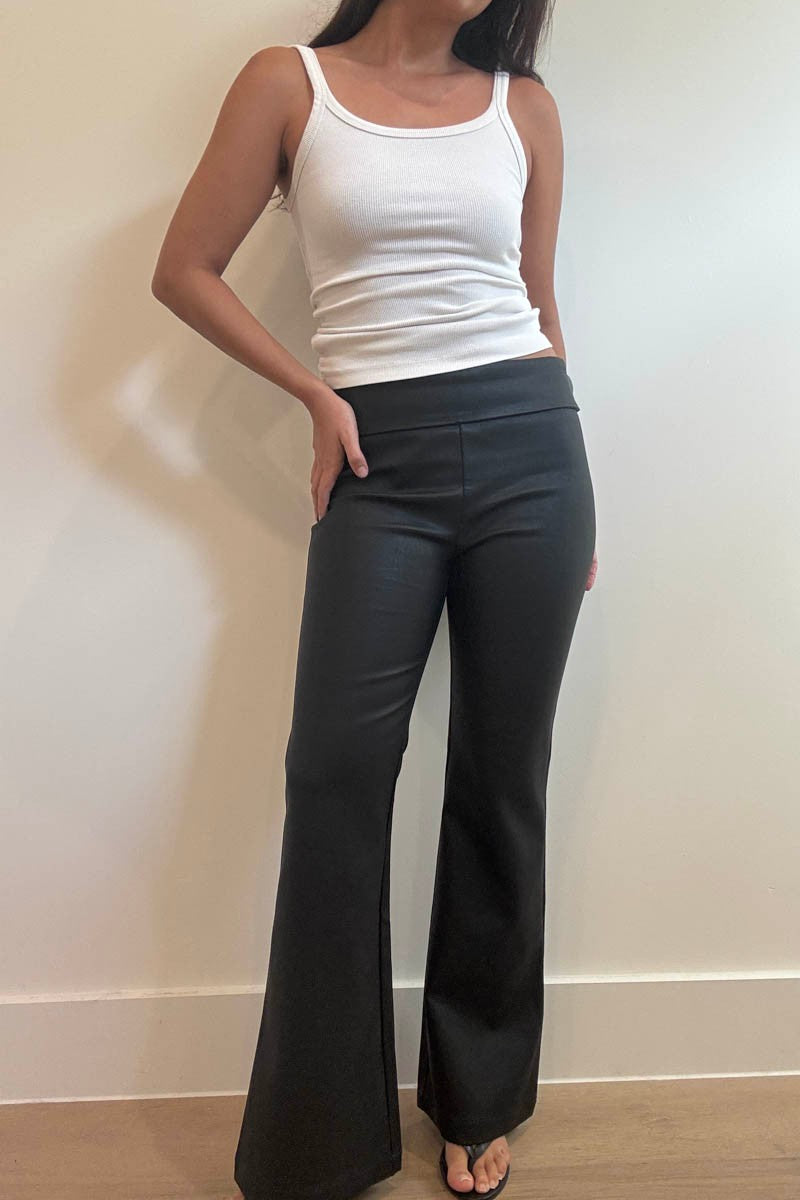 low rise faux leather pants