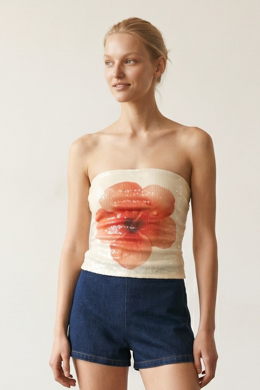 floral sequin top