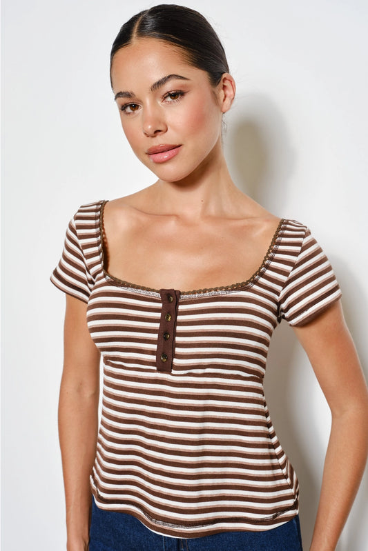 stripe babydoll top