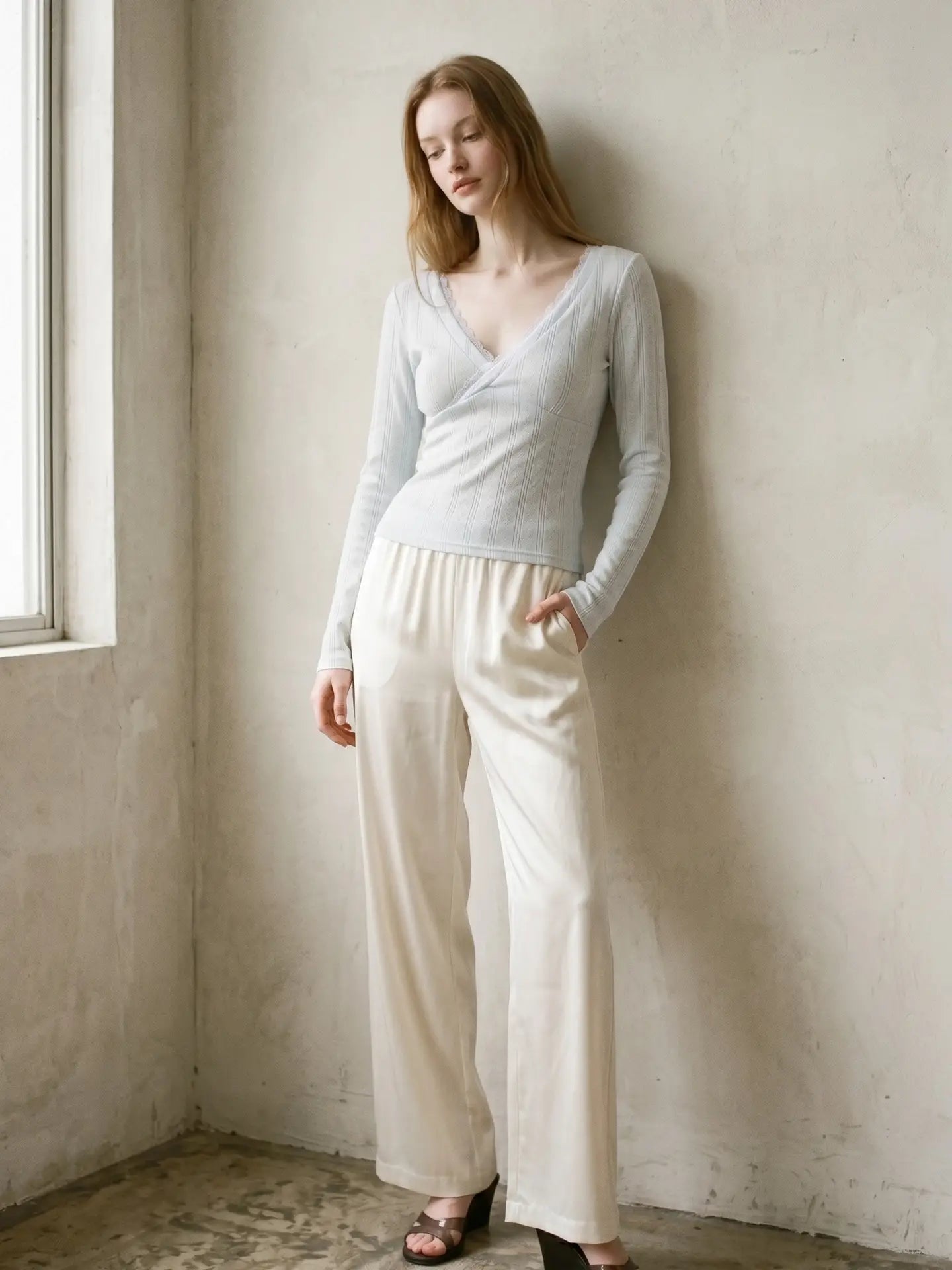 pointelle lace top