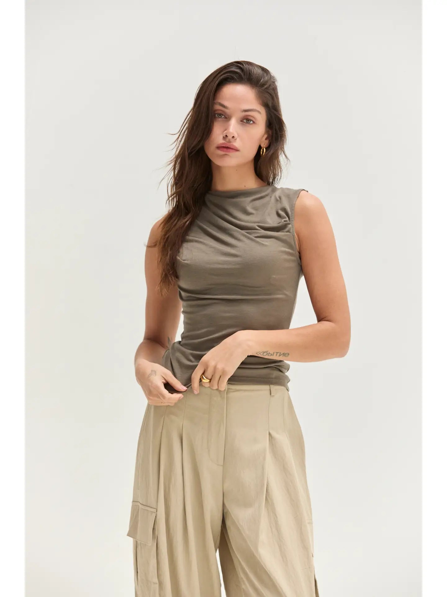 lara knit shirred top