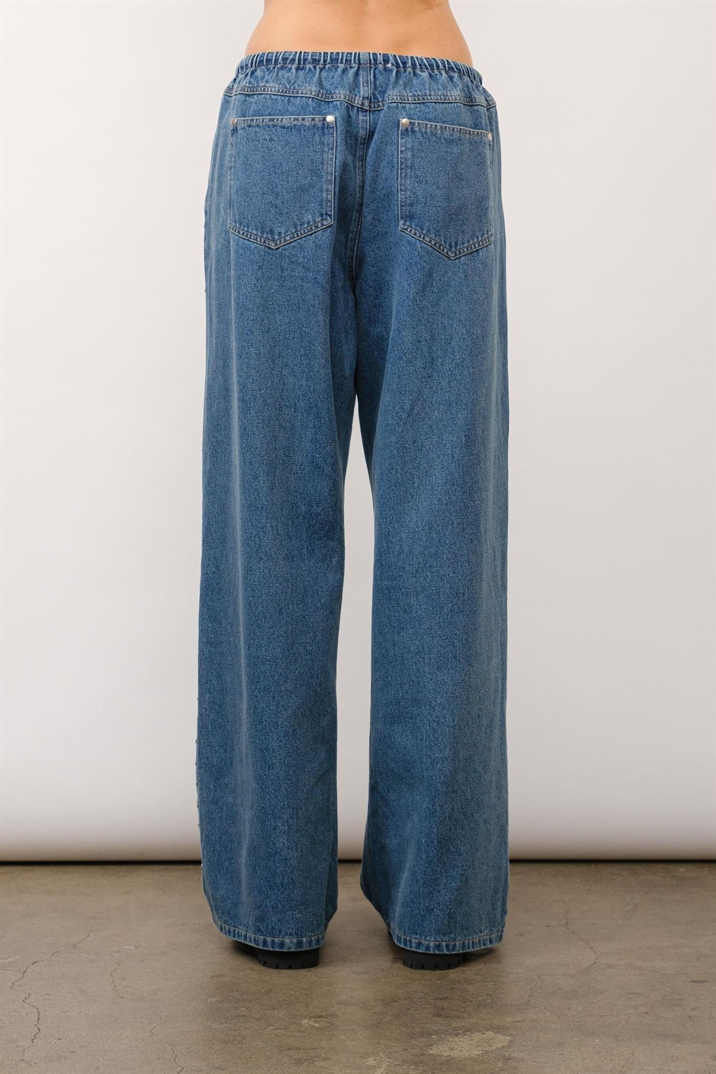 studded drawstring jeans