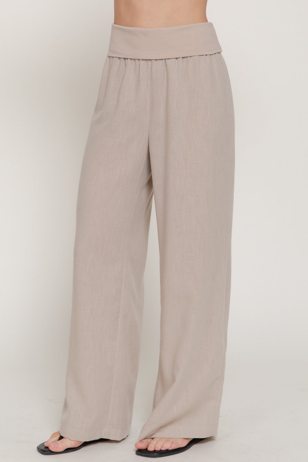 foldover linen pants
