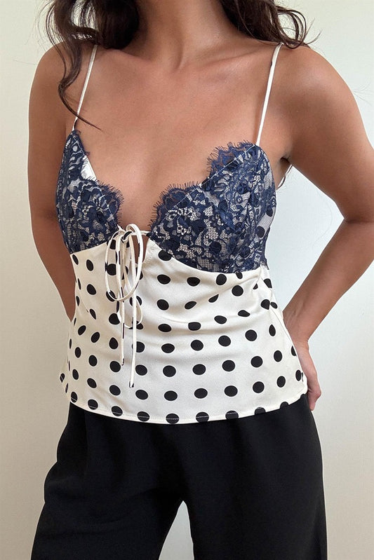 lace trim polka top