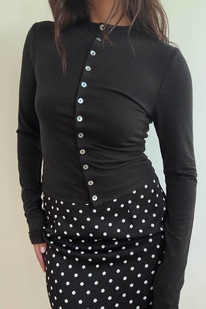 mock neck button up top