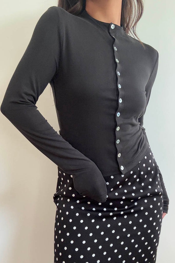 mock neck button up top