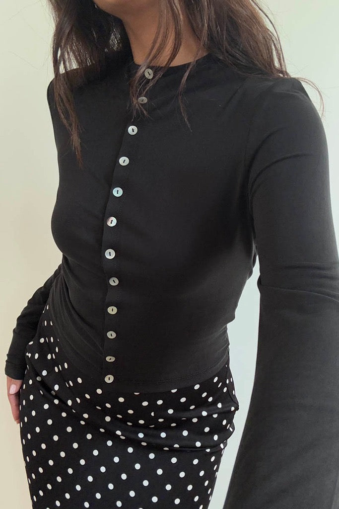 mock neck button up top