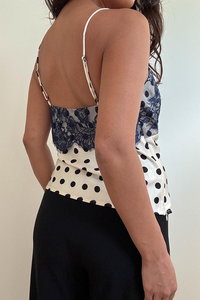 lace trim polka top