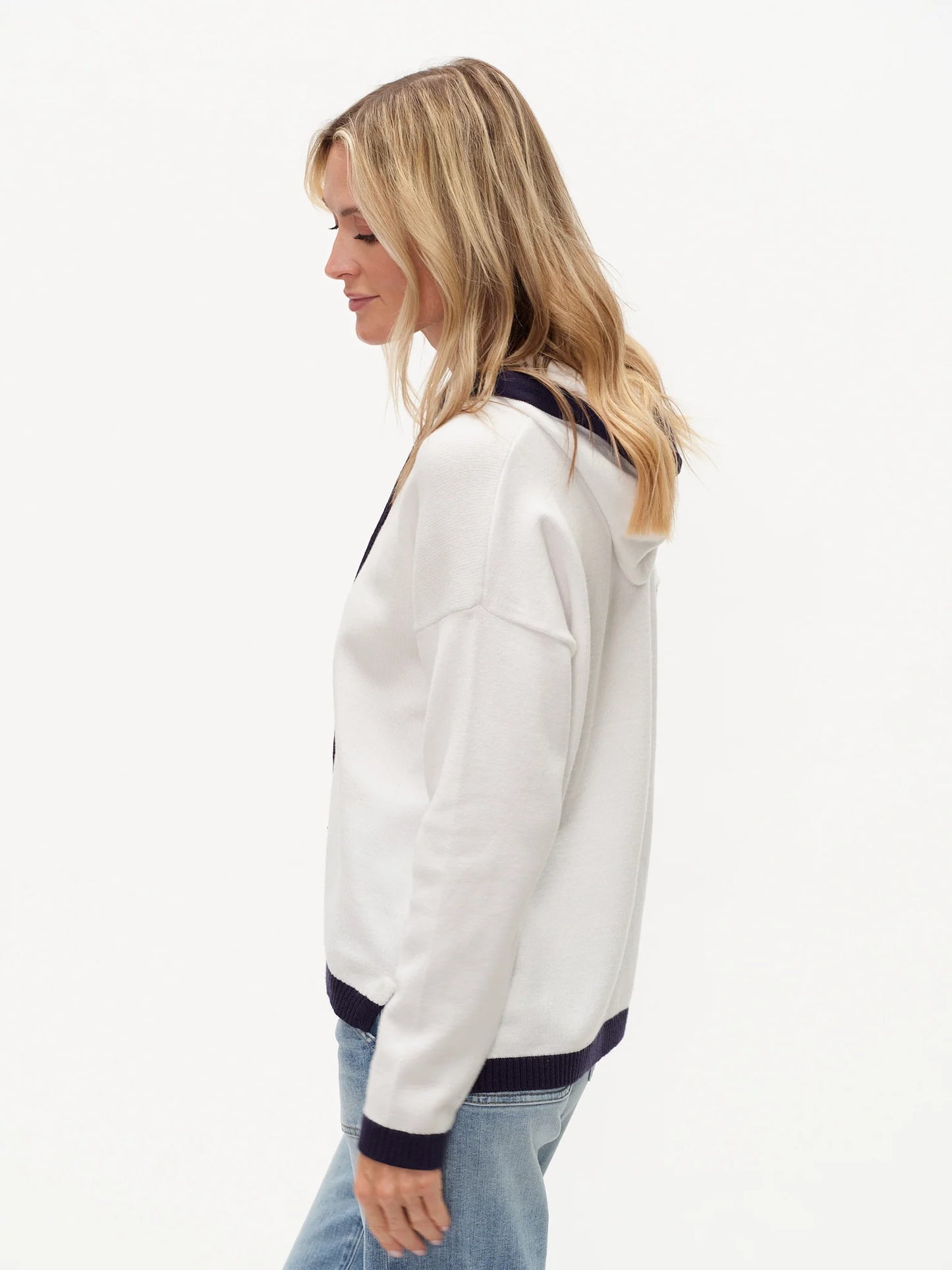 knit colorblock hoodie