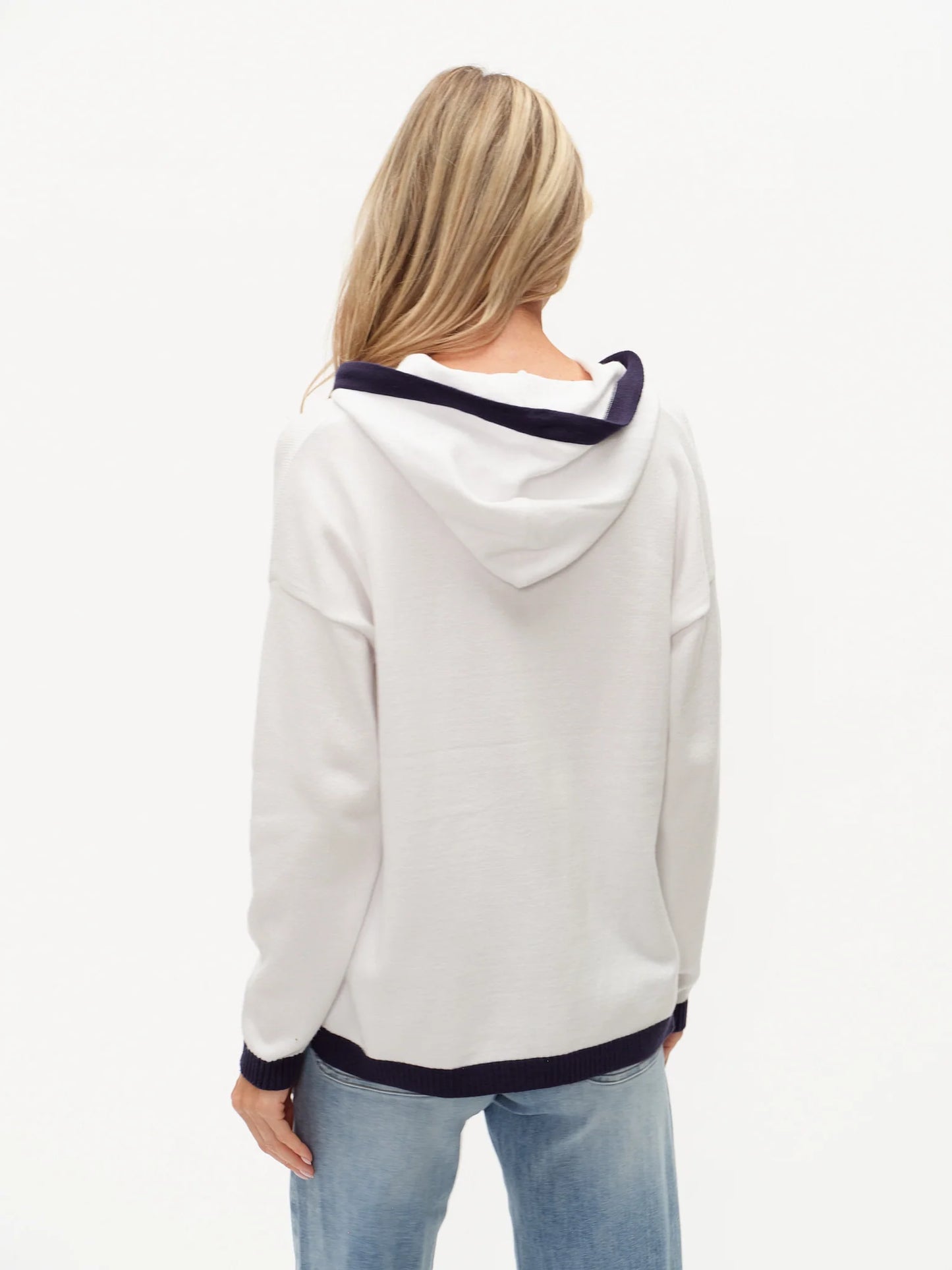 knit colorblock hoodie