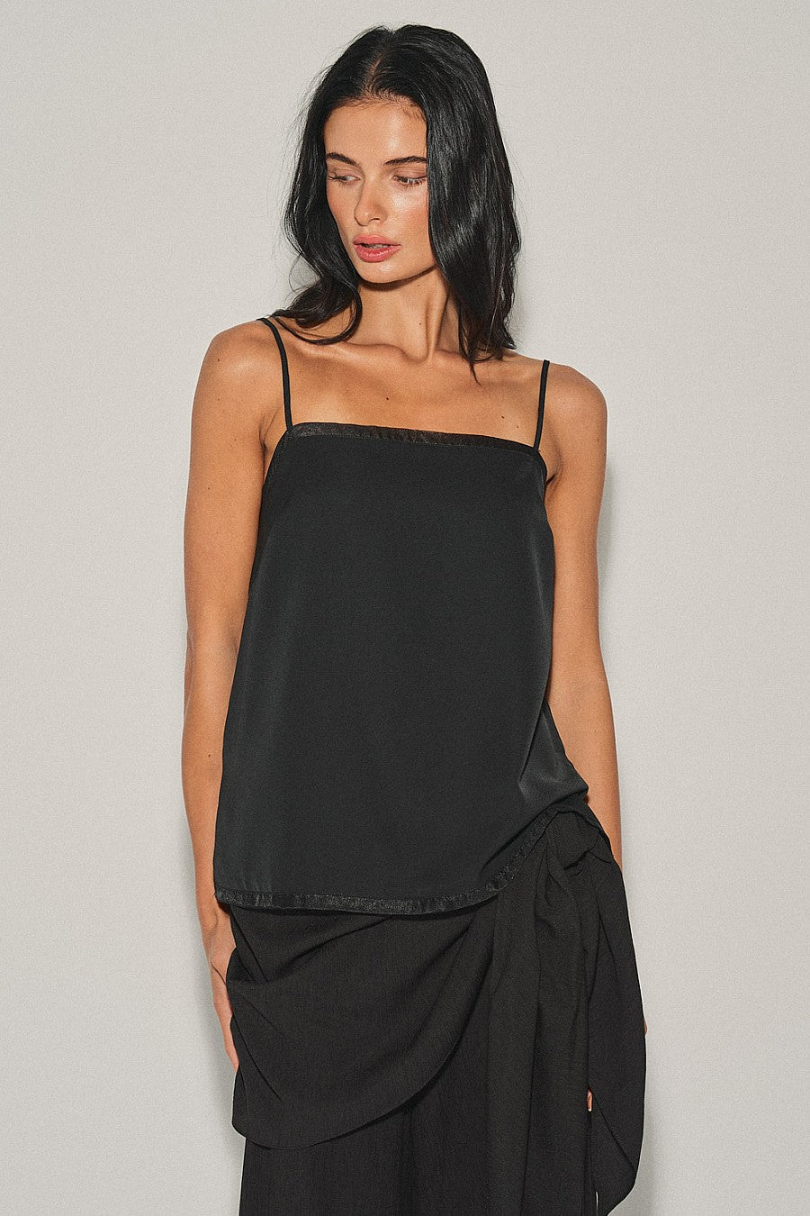organza trim satin tank