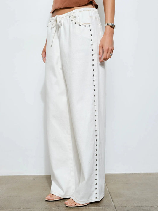 studded drawstring jeans