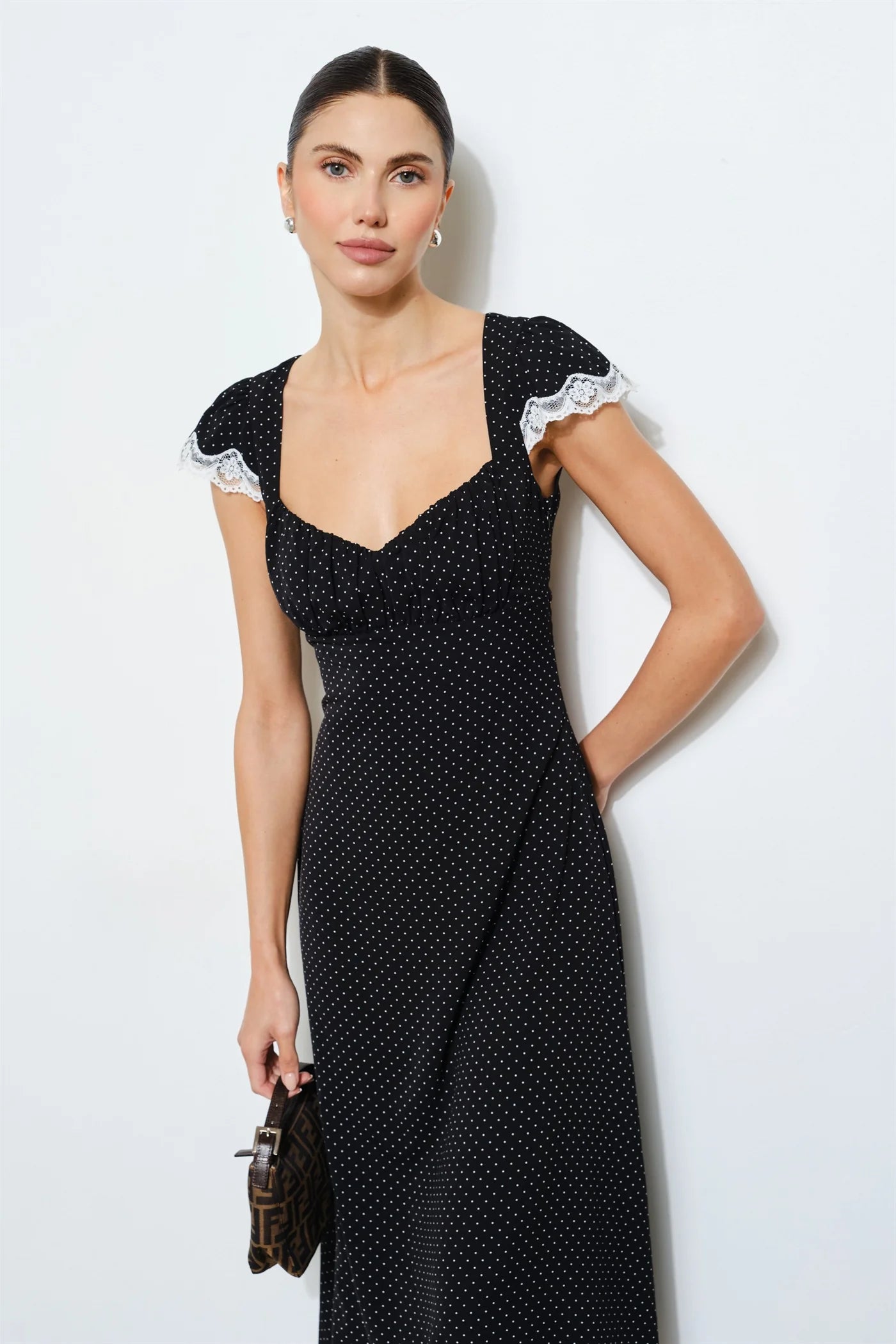 marceline polka midi dress