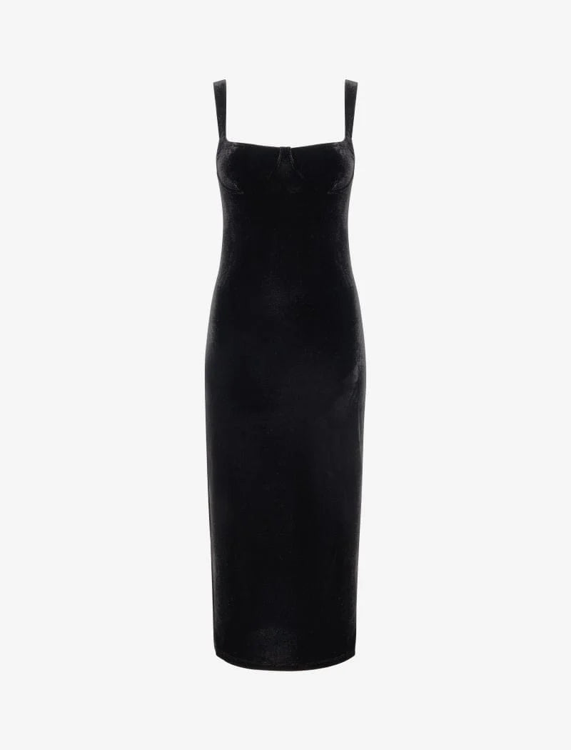 runway velvet midi dress