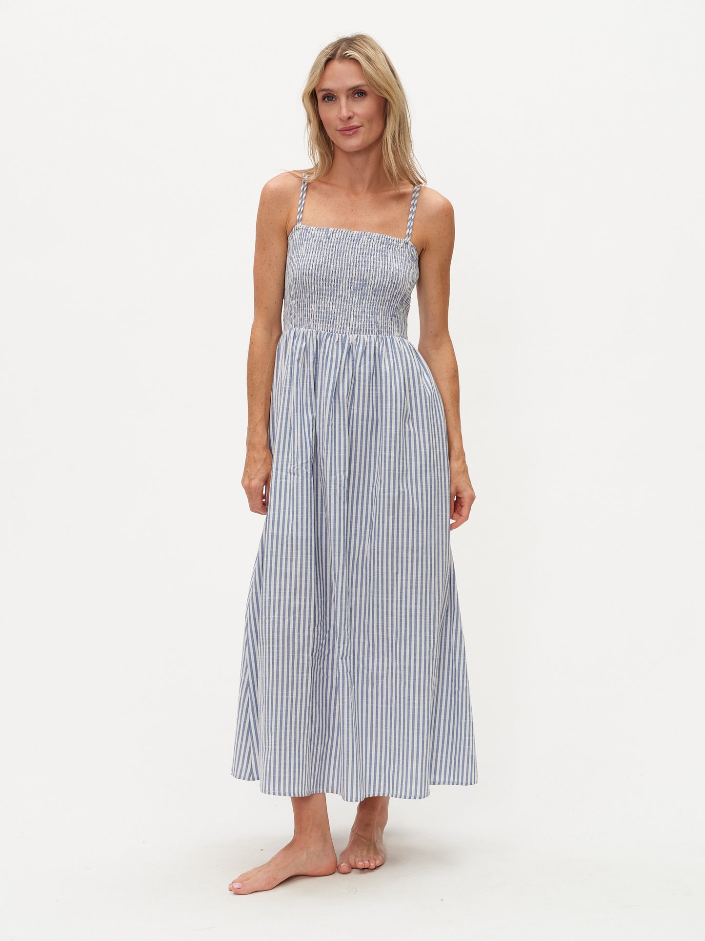 poplin stripe maxi dress