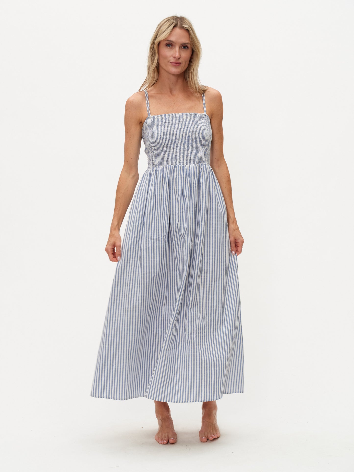 poplin stripe maxi dress